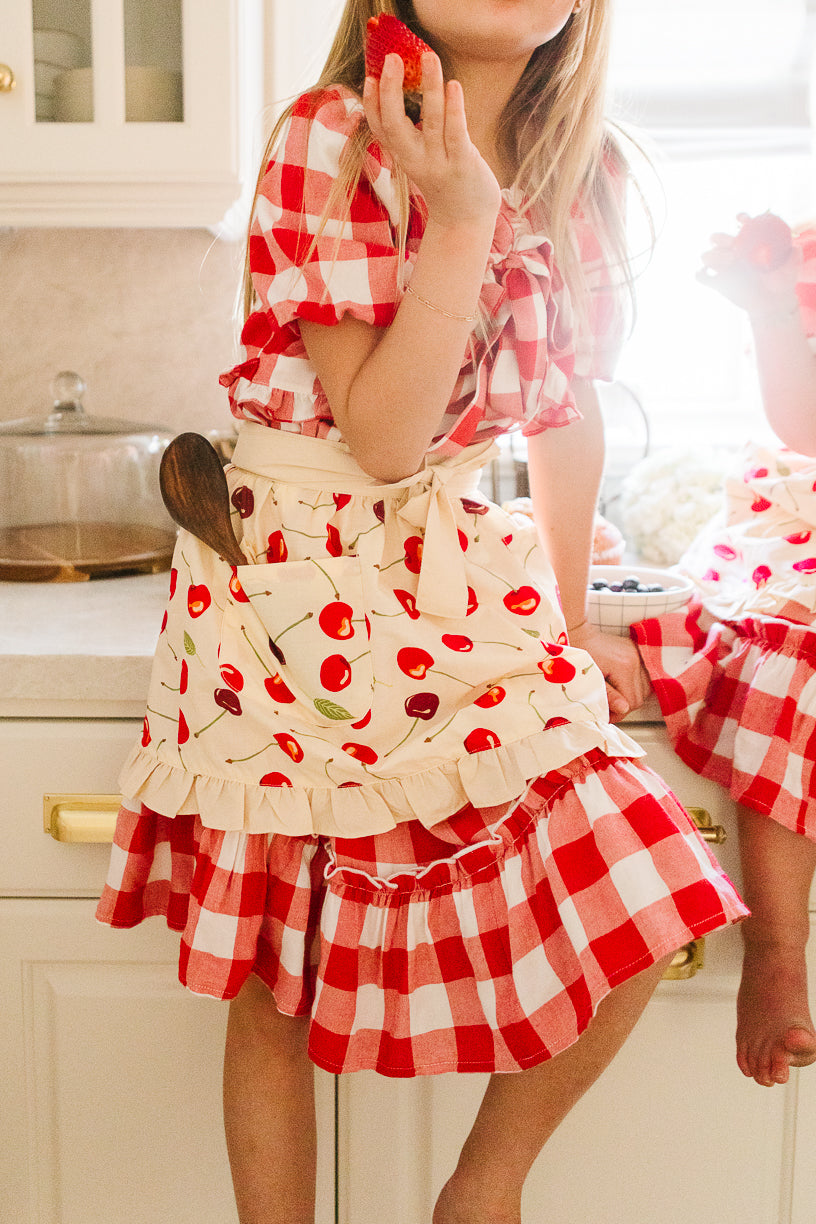 Cherries Apron - Large-XL - Vintage Cherry sold Fruit Smock Handmade