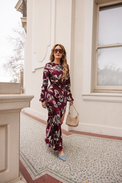 Elyse Dress in Burgundy Floral – Ivy City Co