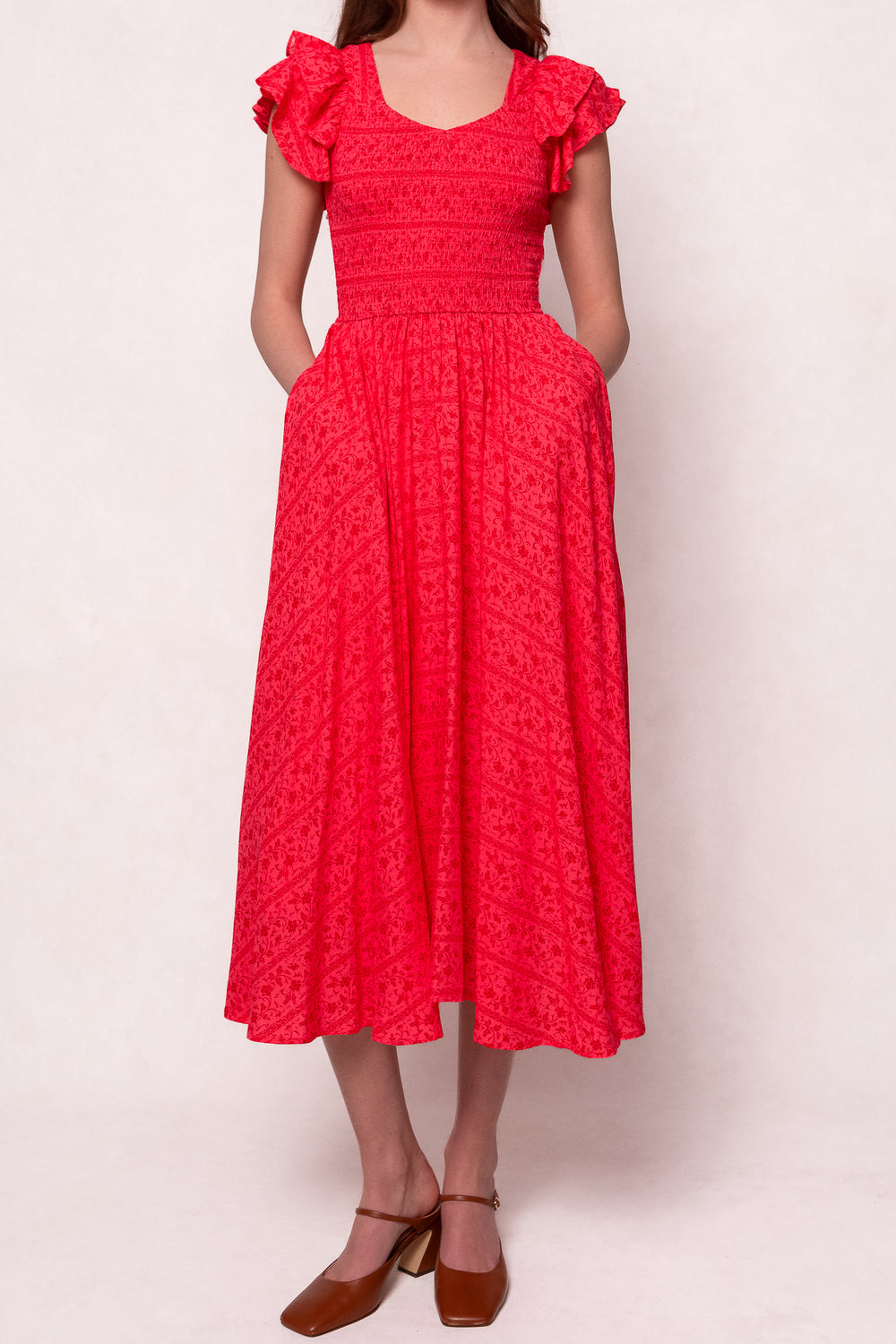 Hattie Dress in Crimson Pink