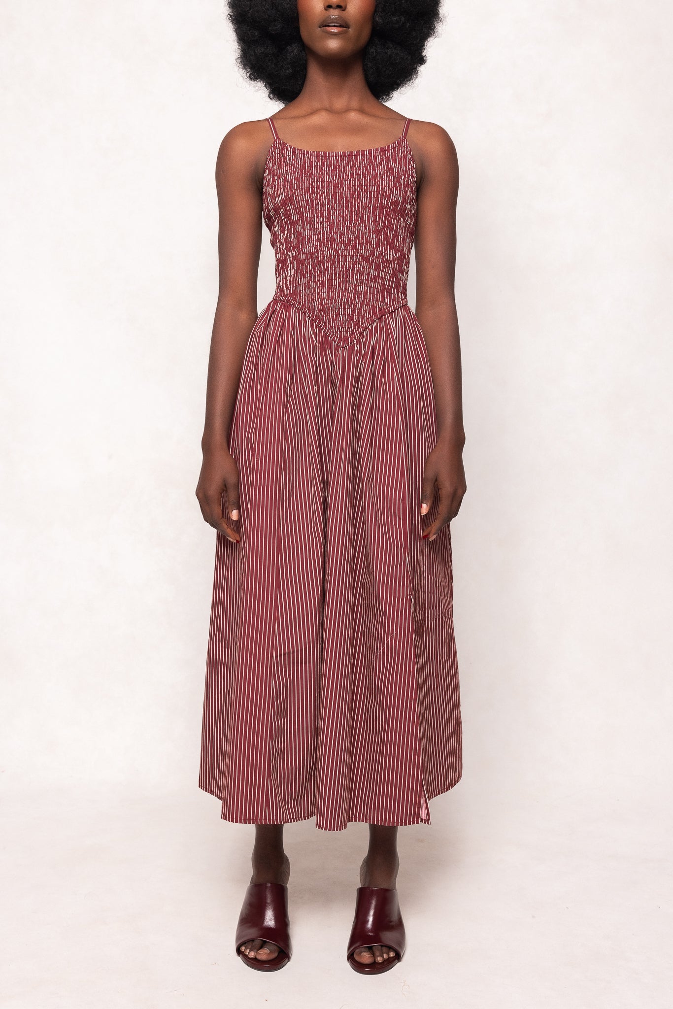Maxwell Dress in Burgundy Pinstripe – Ivy City Co
