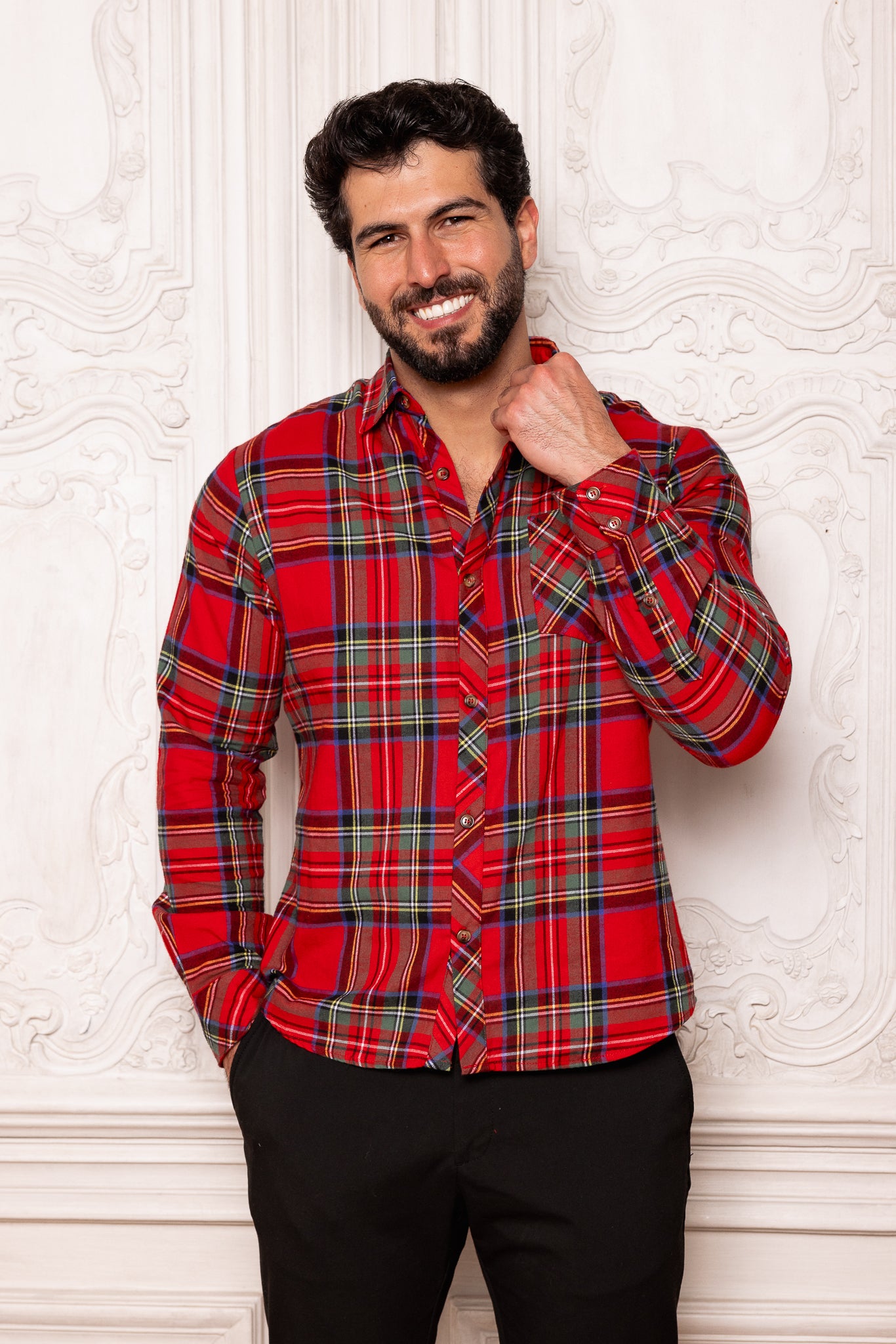 Mens John Shirt in Holiday Plaid – Ivy City Co - Main Image