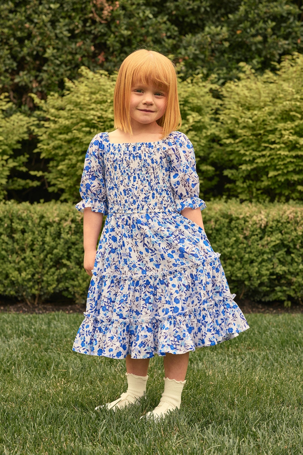 Mini Madeline Dress in Ditsy Cobalt Floral