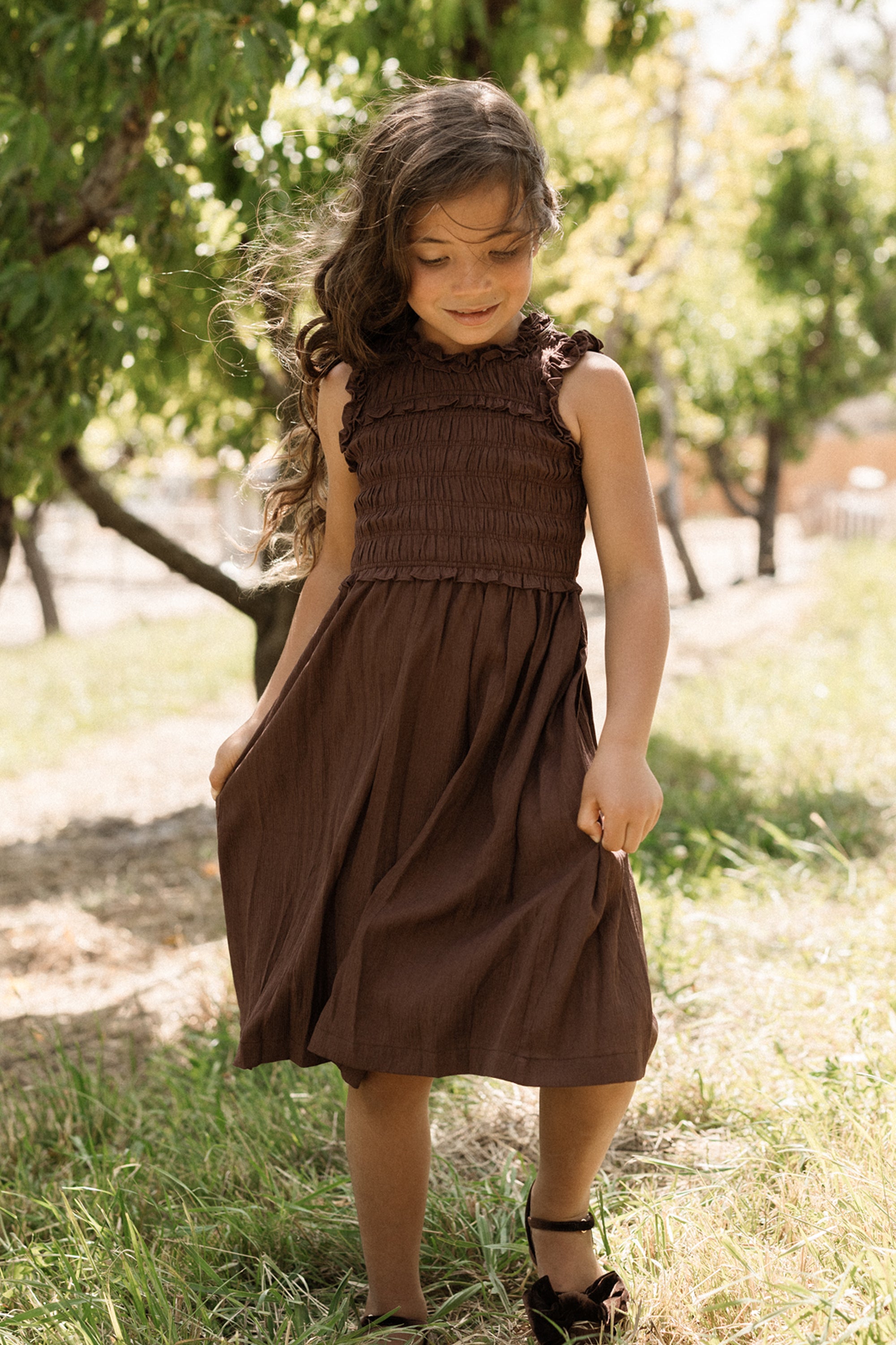Teen Simone Dress in Warm Cocoa