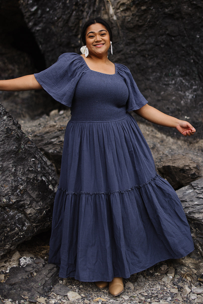 Lennon Maxi Dress in Dusty Blue Ivy City Co