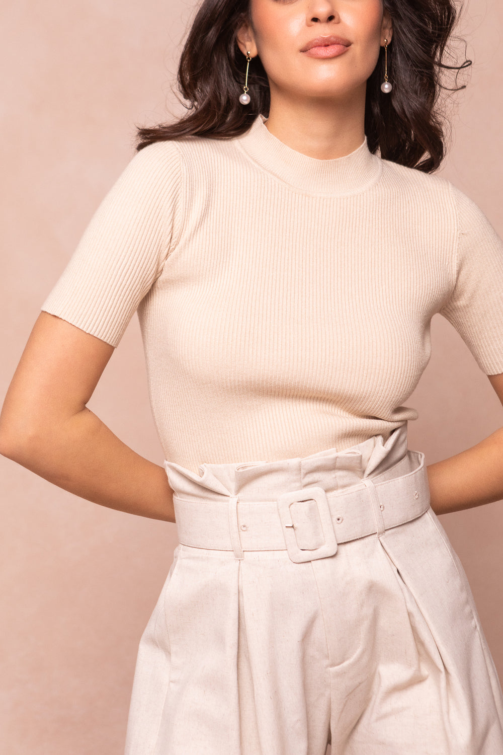 Lexie Short Sleeve Top in Cream - FINAL SALE