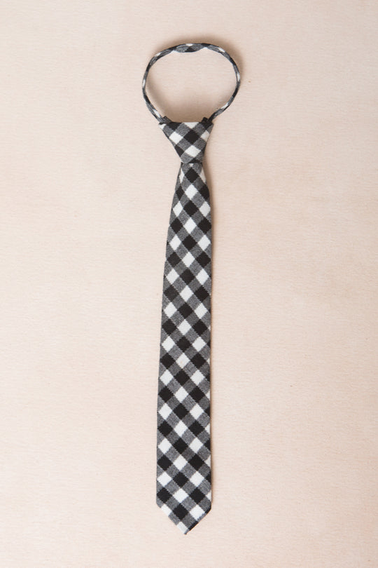 Boys Max Tie in Cupcake Black Gingham