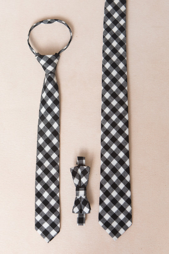 Boys Max Tie in Cupcake Black Gingham