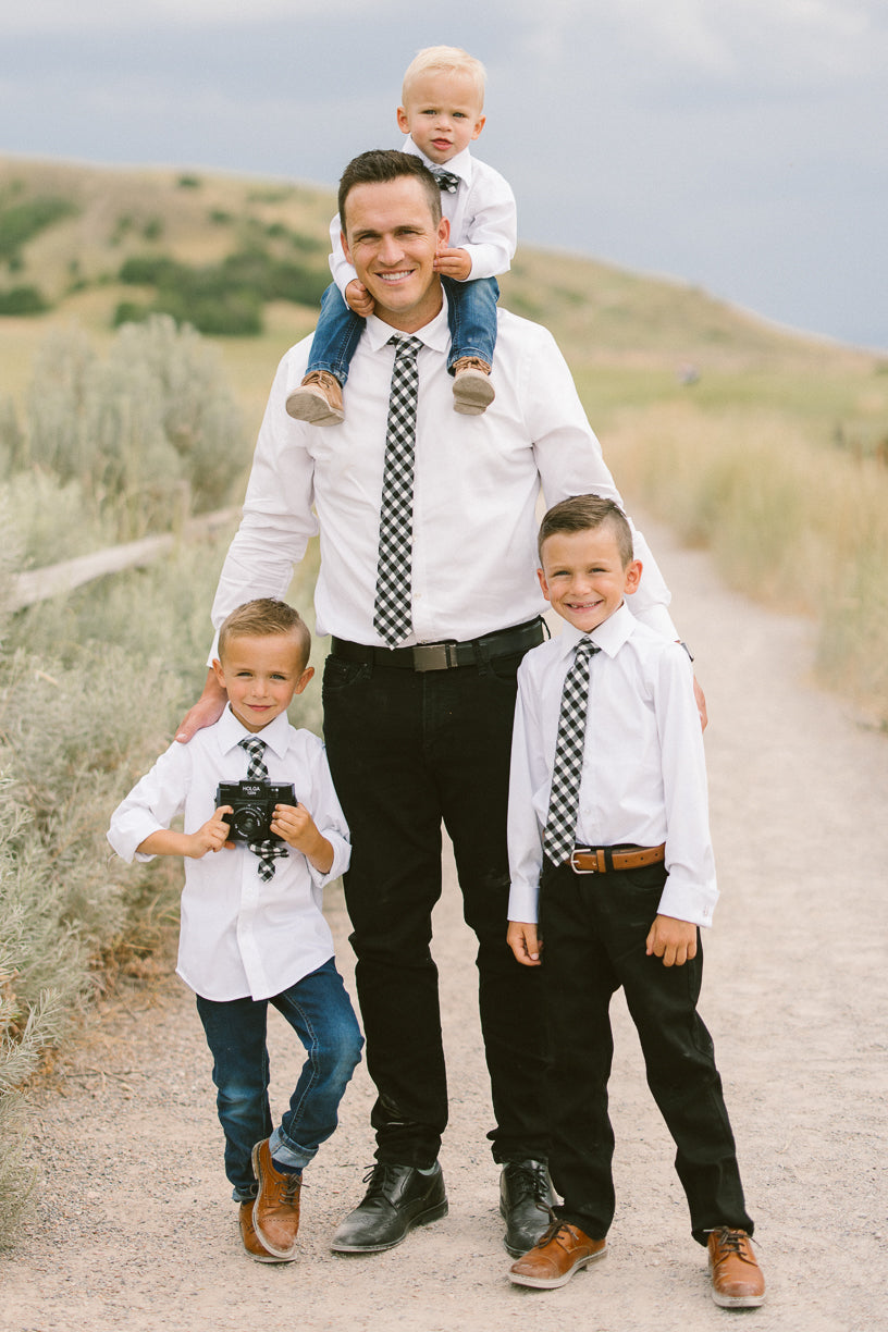 Boys Max Tie in Cupcake Black Gingham