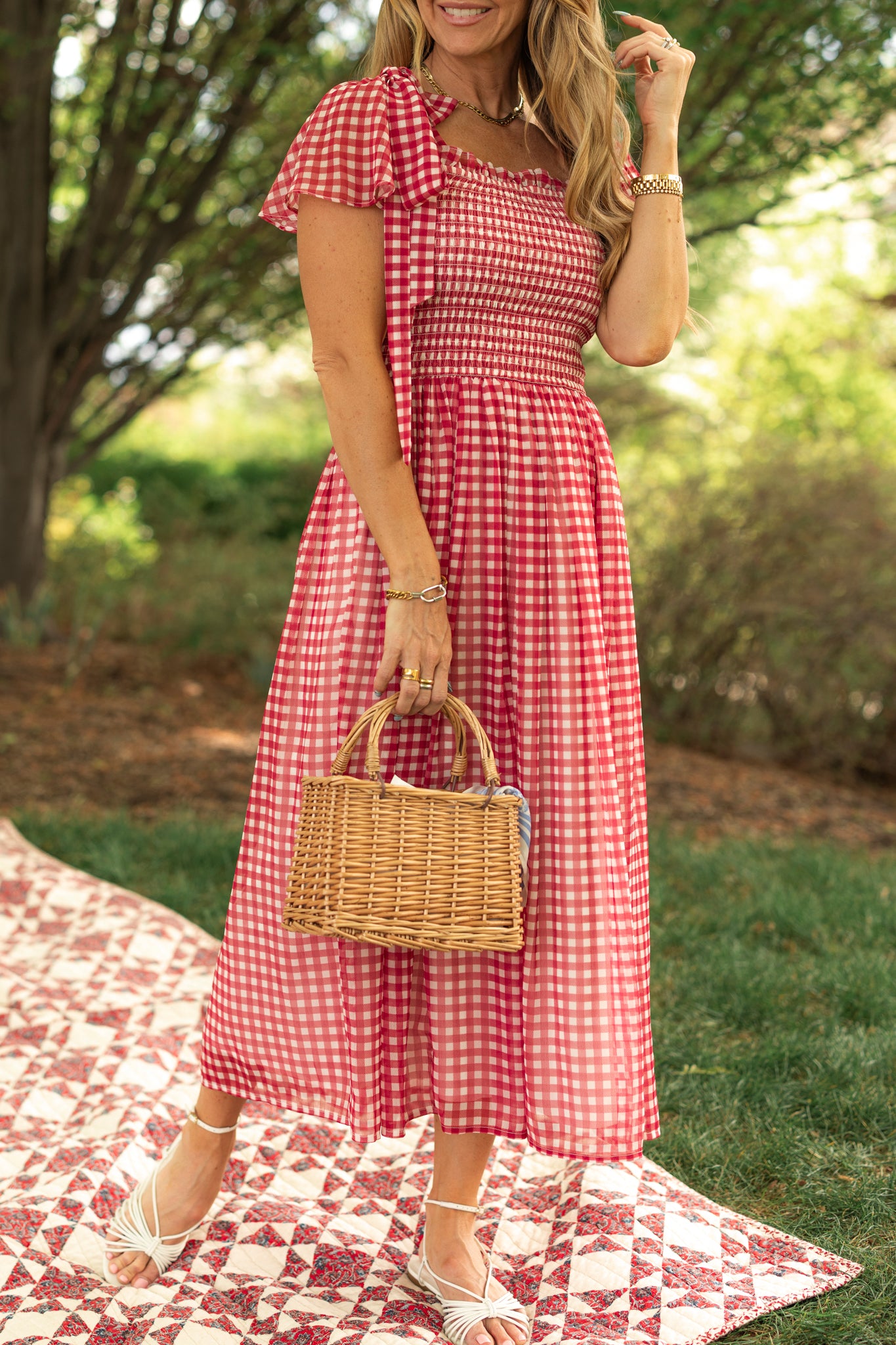 red gingham wrap dress Rayna Dress in Red Gingham XS