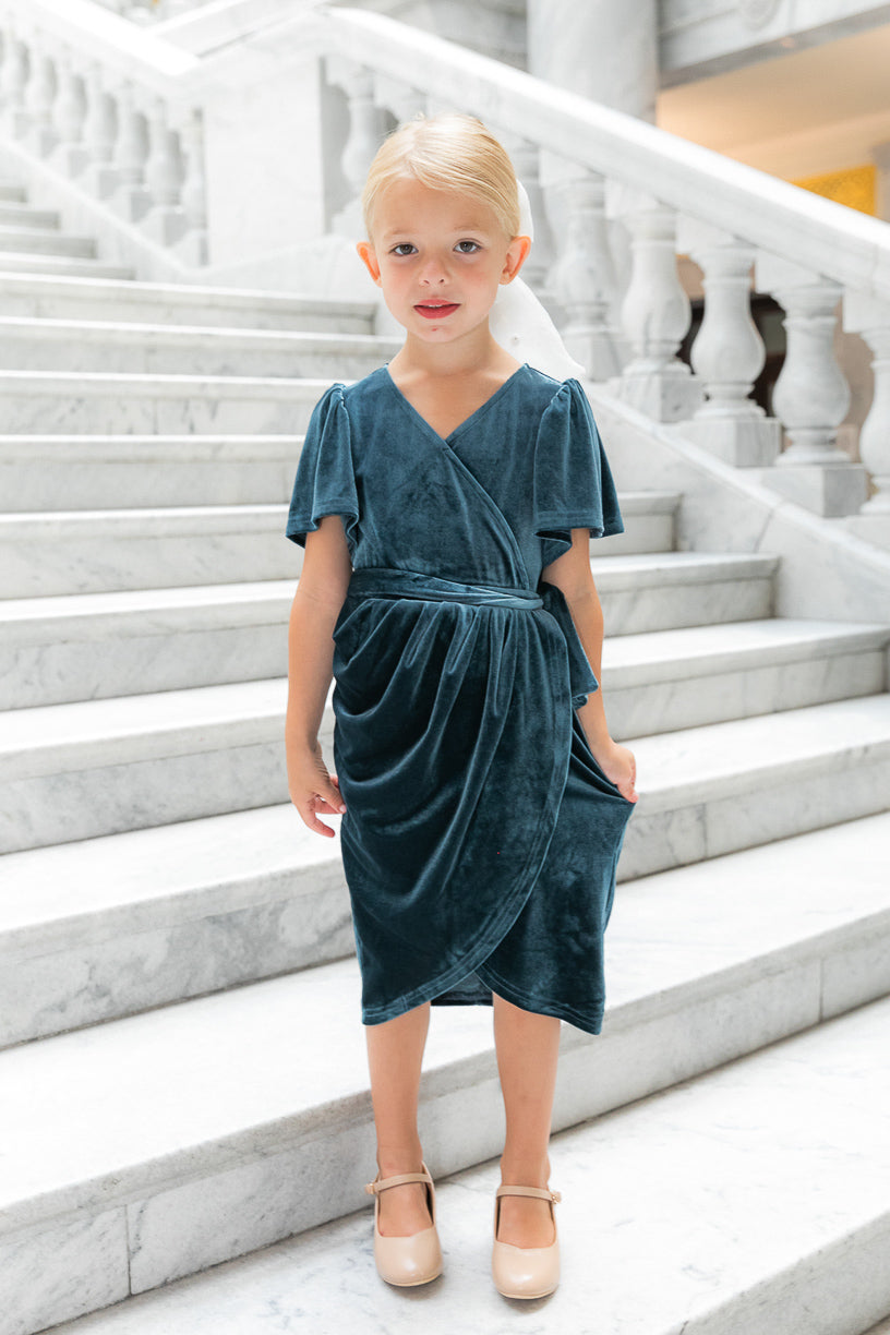 Mini Lillie Dress in Blue Velvet   FINAL SALE – Ivy City Co