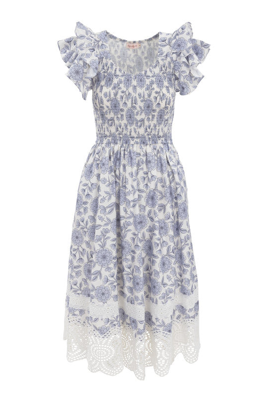 Hattie Dress in Blue Floral