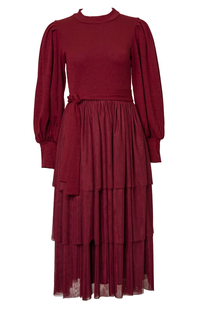 Cosette Midi Dress in Wine