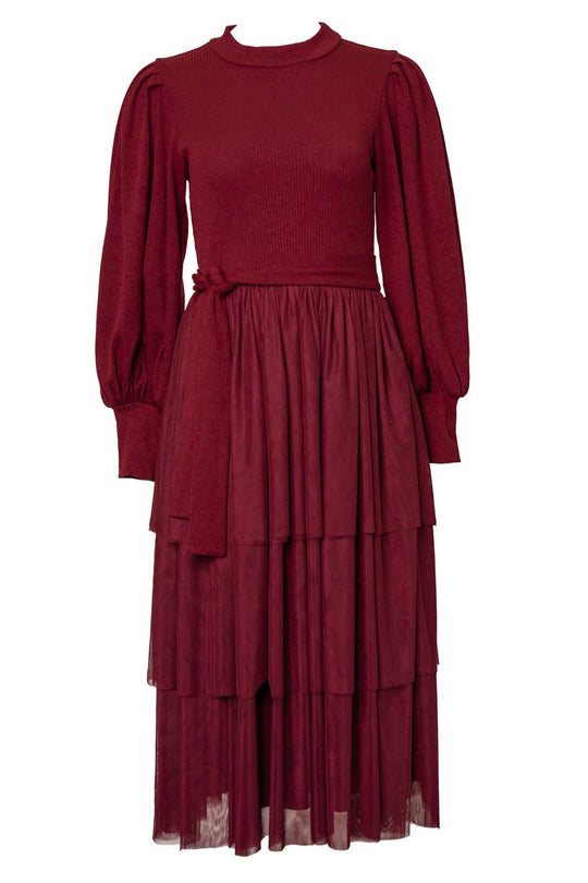 Cosette Midi Dress in Wine