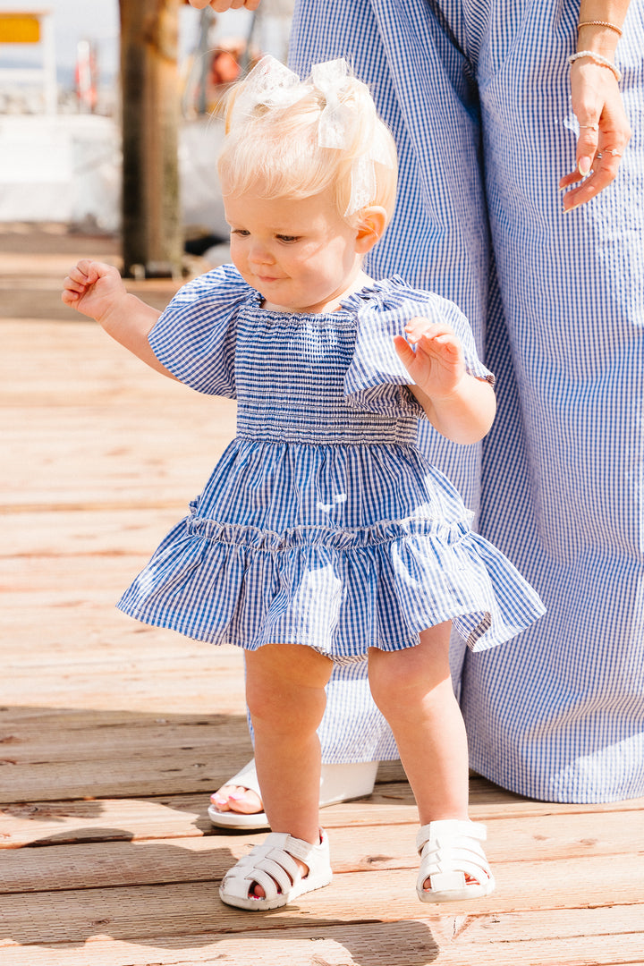 Baby Indie Dress Set in Blue GIngham