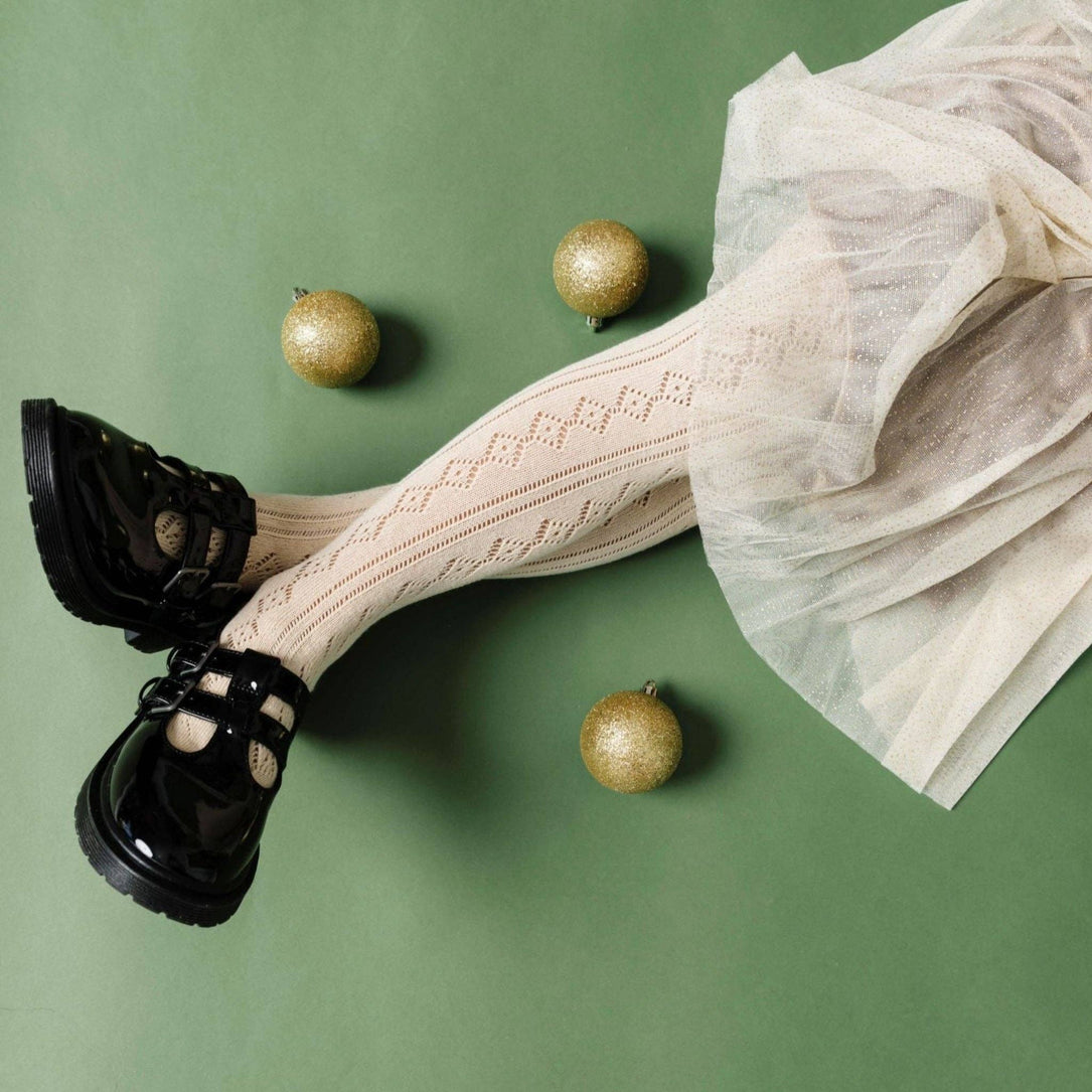 Fancy Knit Tights in Vanilla