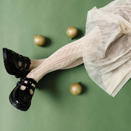 Fancy Knit Tights in Vanilla