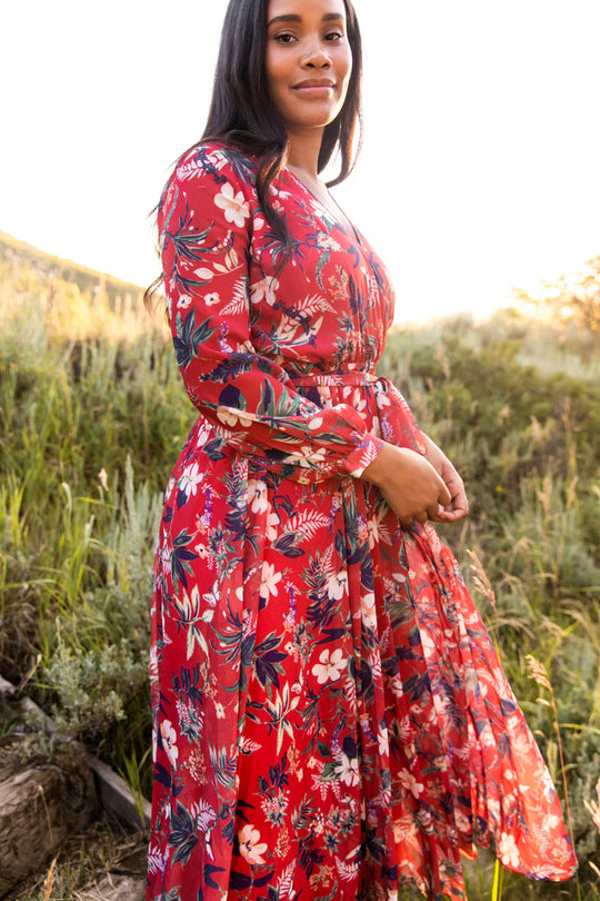 Laney Dress in Red Floral