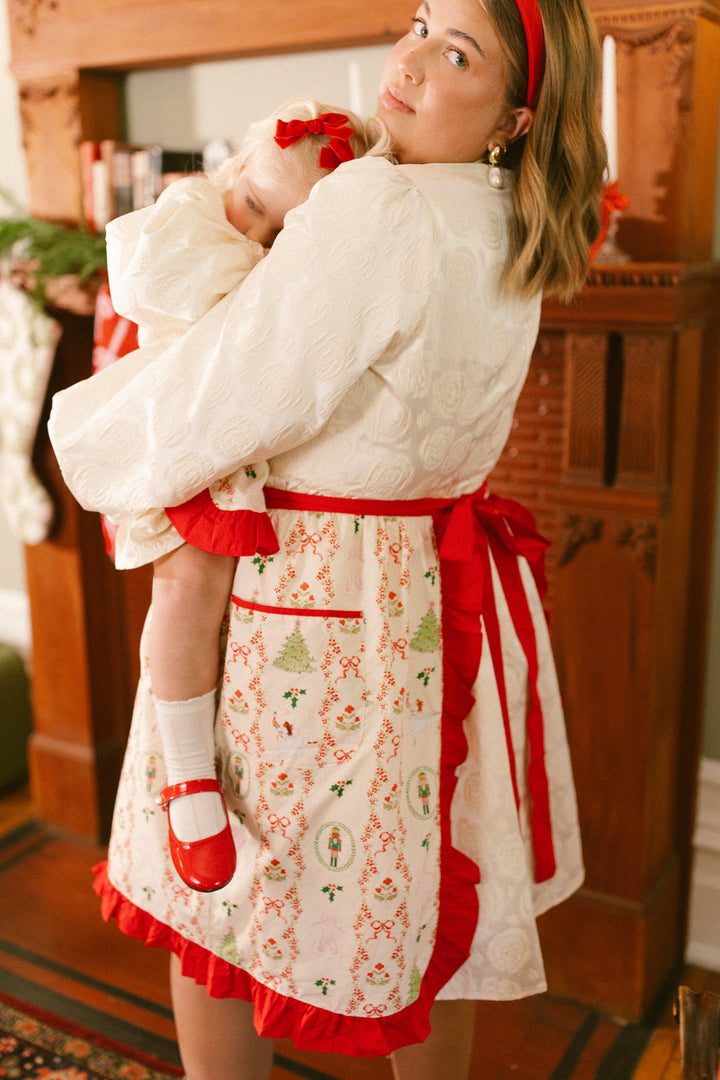 Mini Ivy Half Apron in Yuletide Cotton