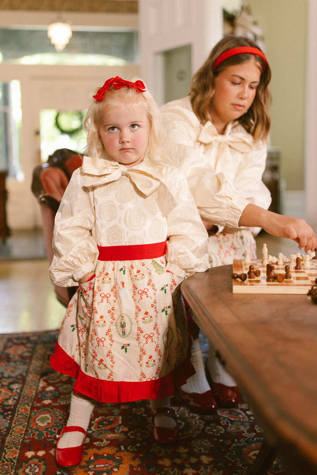 Mini Ivy Half Apron in Yuletide Cotton