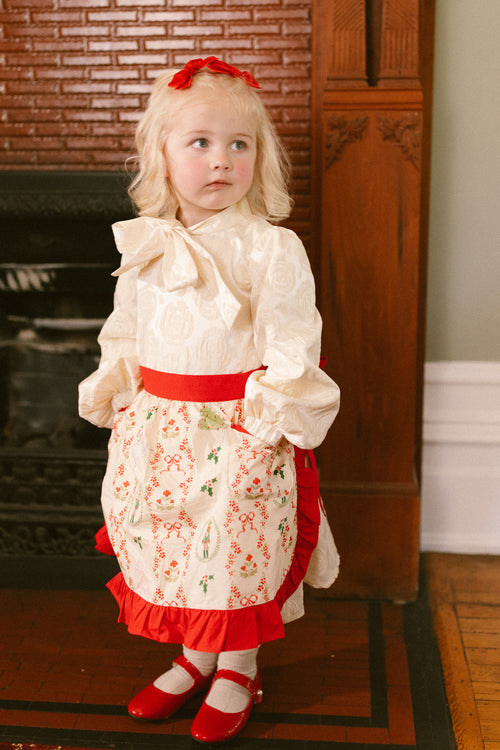 Mini Ivy Half Apron in Yuletide Cotton