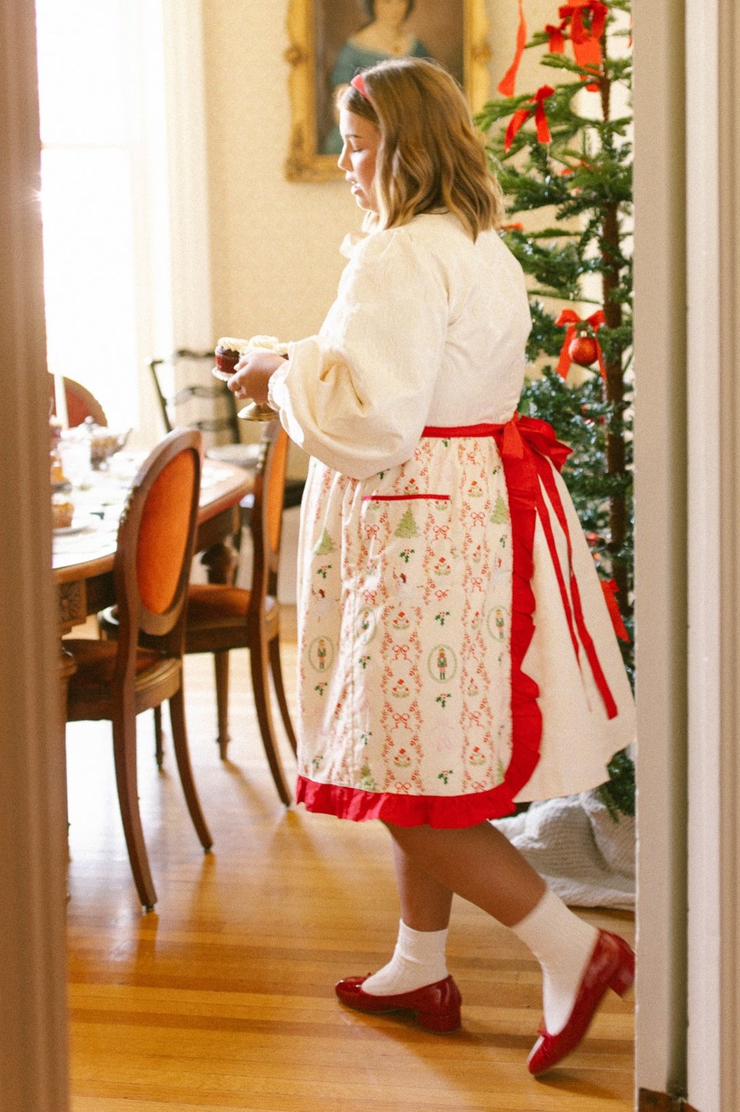 Ivy Half Apron in Yuletide Cotton