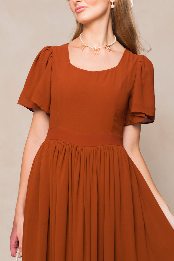 Abbie Dress in Amber Chiffon