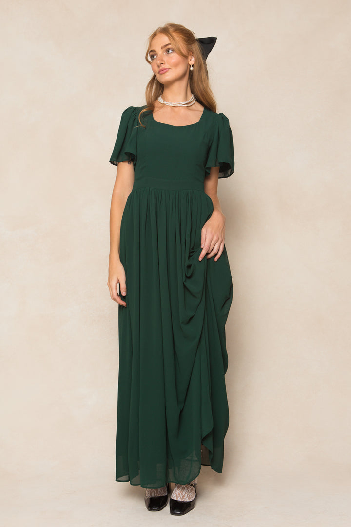 Abbie Dress in Emerald Chiffon