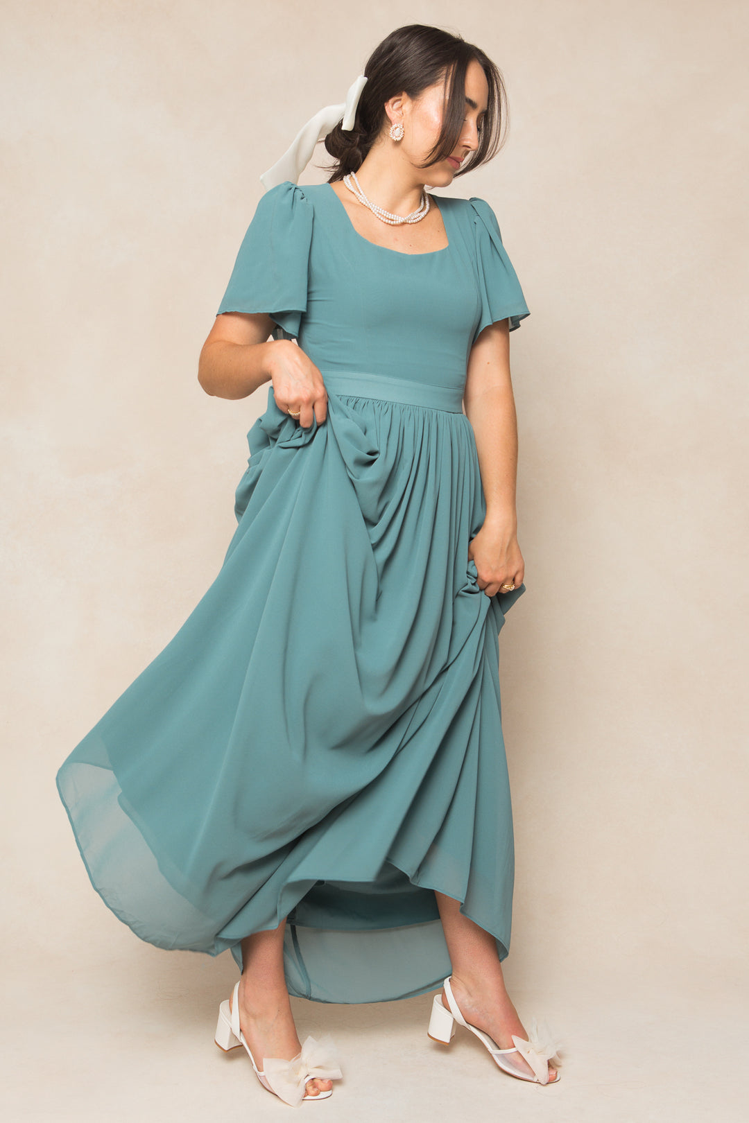 Abbie Dress in Seaglass Chiffon