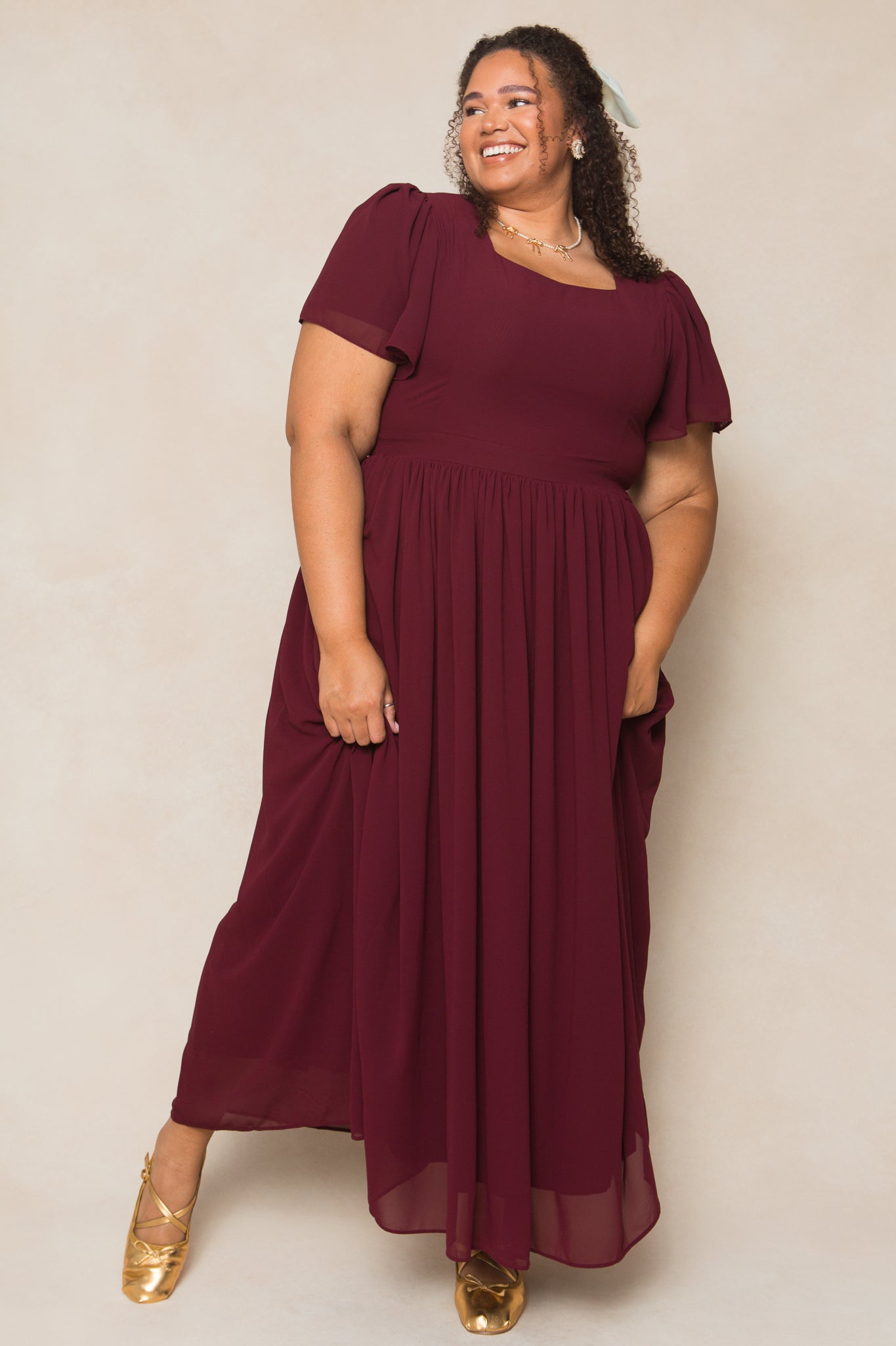 Abbie Dress in Wine Chiffon – Ivy City Co