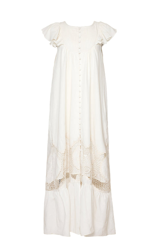Abigail Maxi Dress in Antique Ivory-11