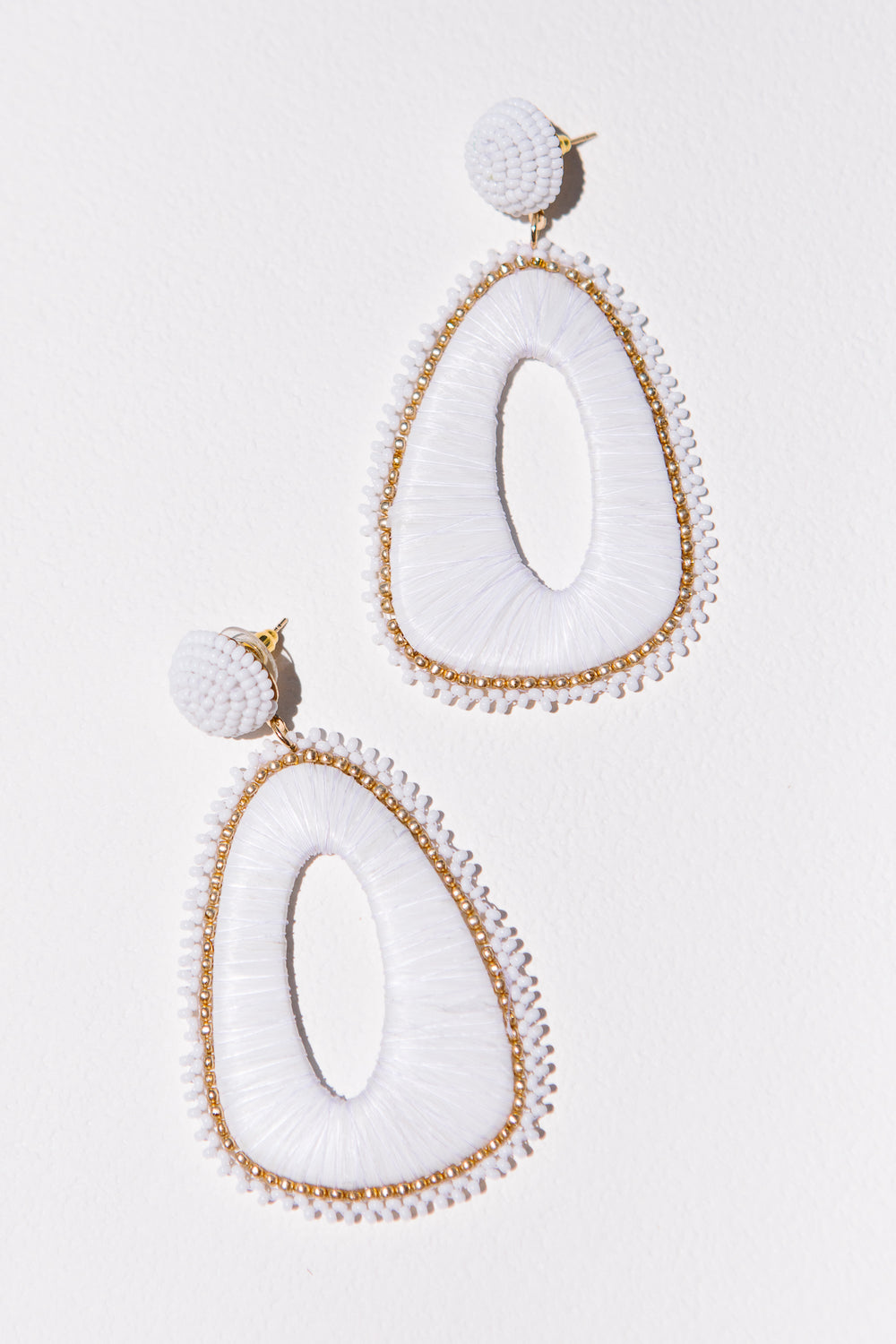 White Raffia Chunky Earrings - FINAL SALE