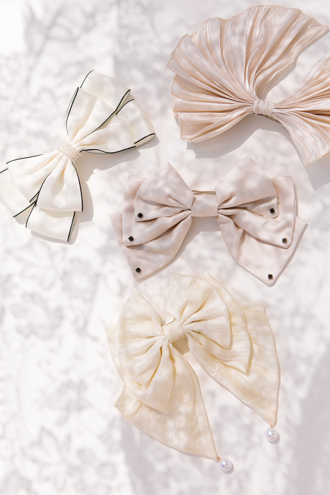 Ruched with Pearls Bow Clip