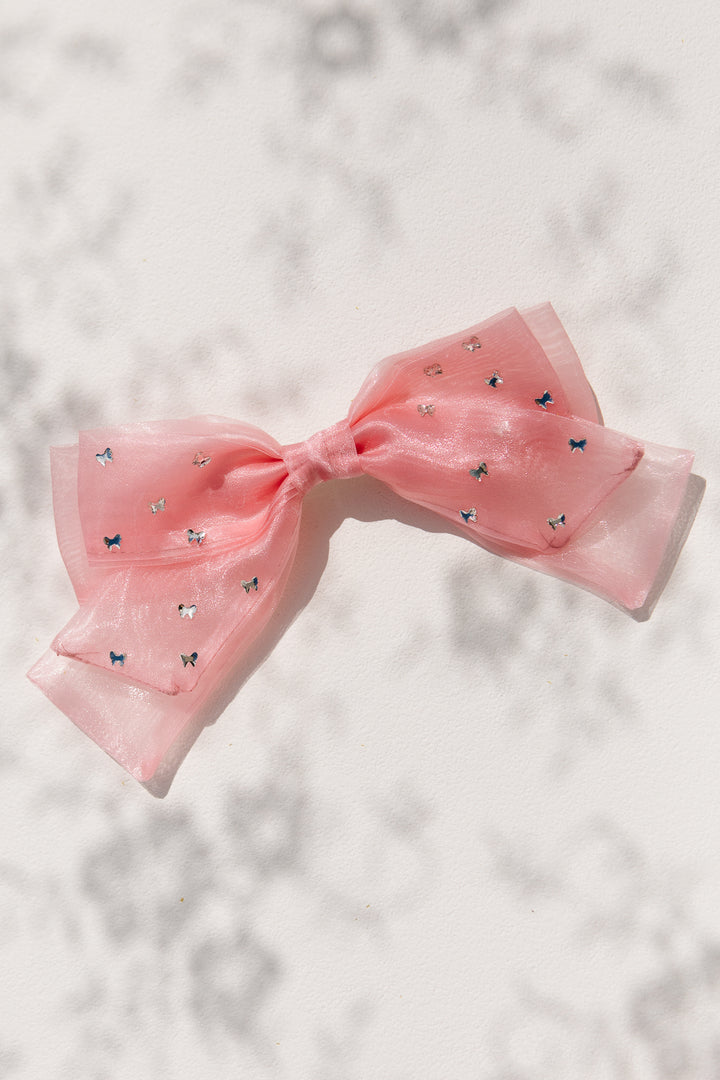 Pink Bow Embellished Bow Clip