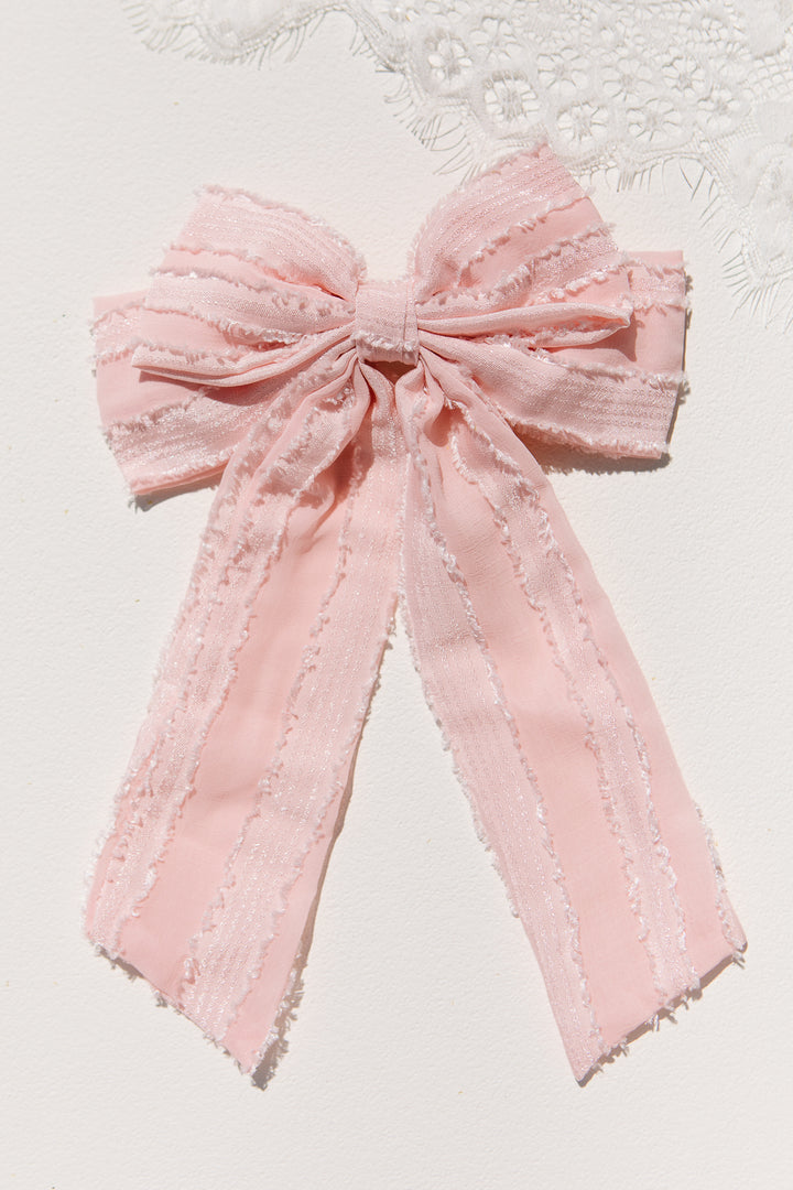 Pink Ruffle Bow Clip