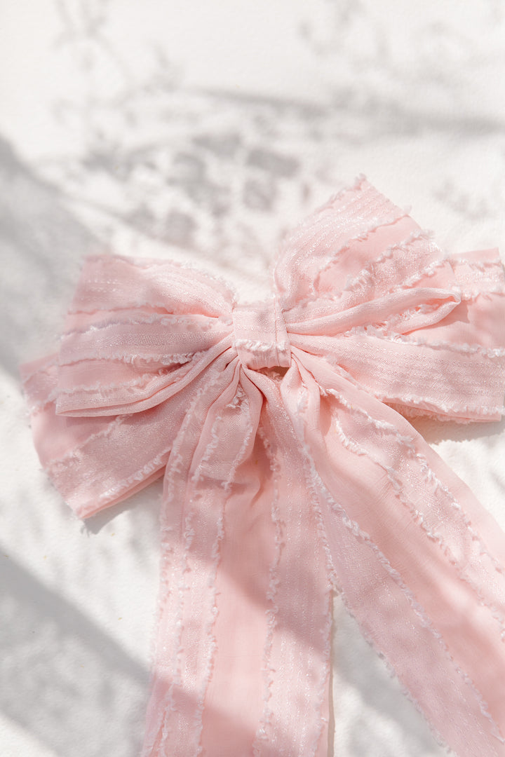 Pink Ruffle Bow Clip