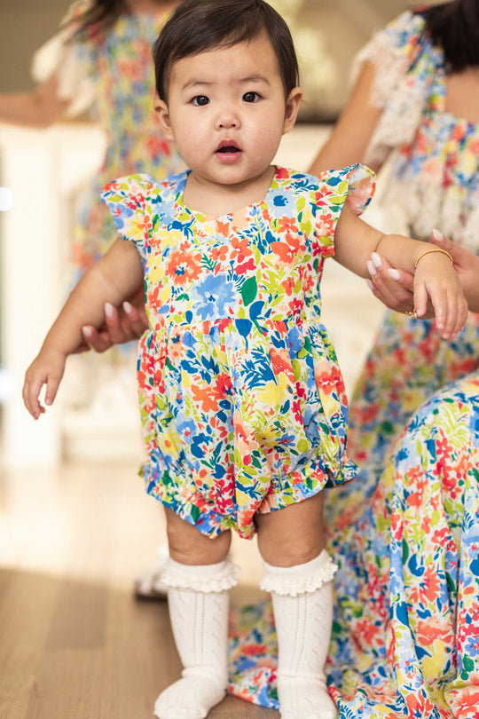 Baby Ada Romper in Vibrant Yarrow Print