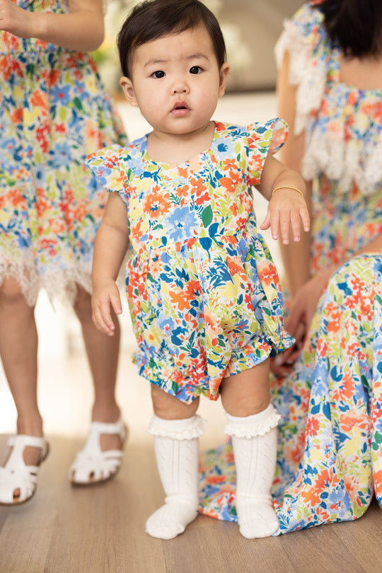 Baby Ada Romper in Vibrant Yarrow Print