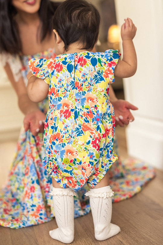 Baby Ada Romper in Vibrant Yarrow Print