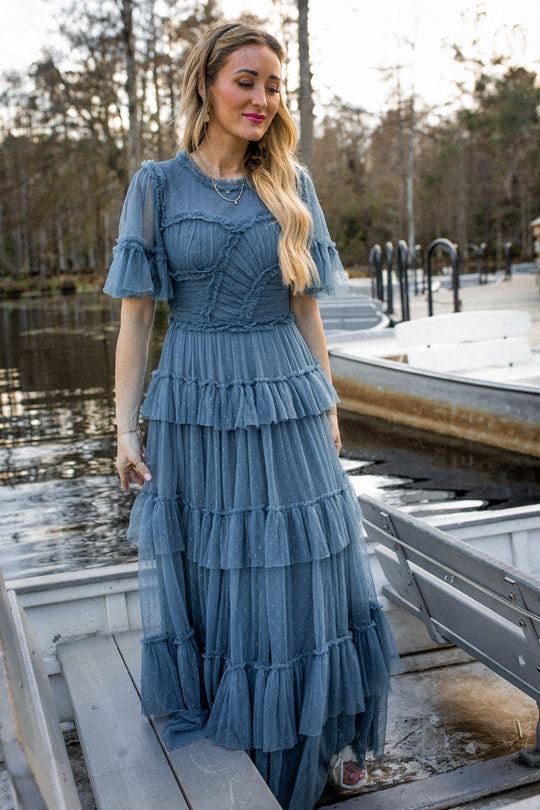Whimsical Dress in Slate Blue