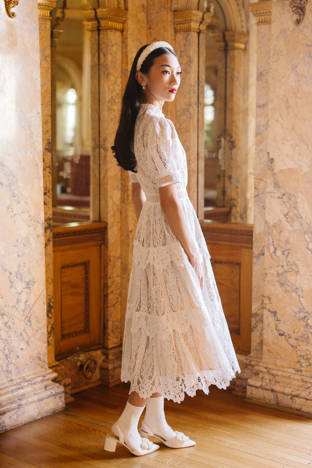 Ainsley Dress in White Lace