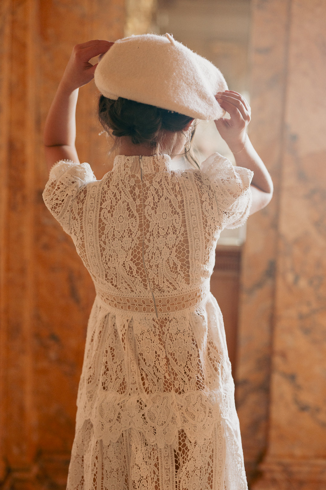 Mini Ainsley Dress in White Lace