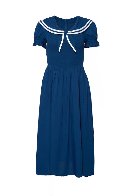 navy blue sailor dress Maxi Sailor Dress Soft Linen Navy 3X / Navy