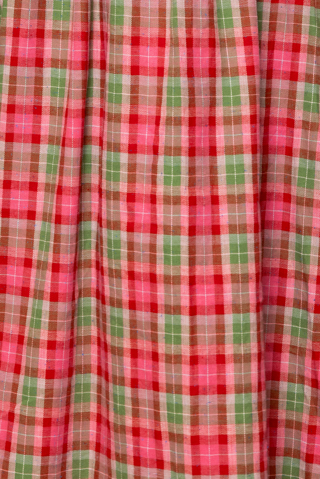 Close-up of red and green plaid fabric