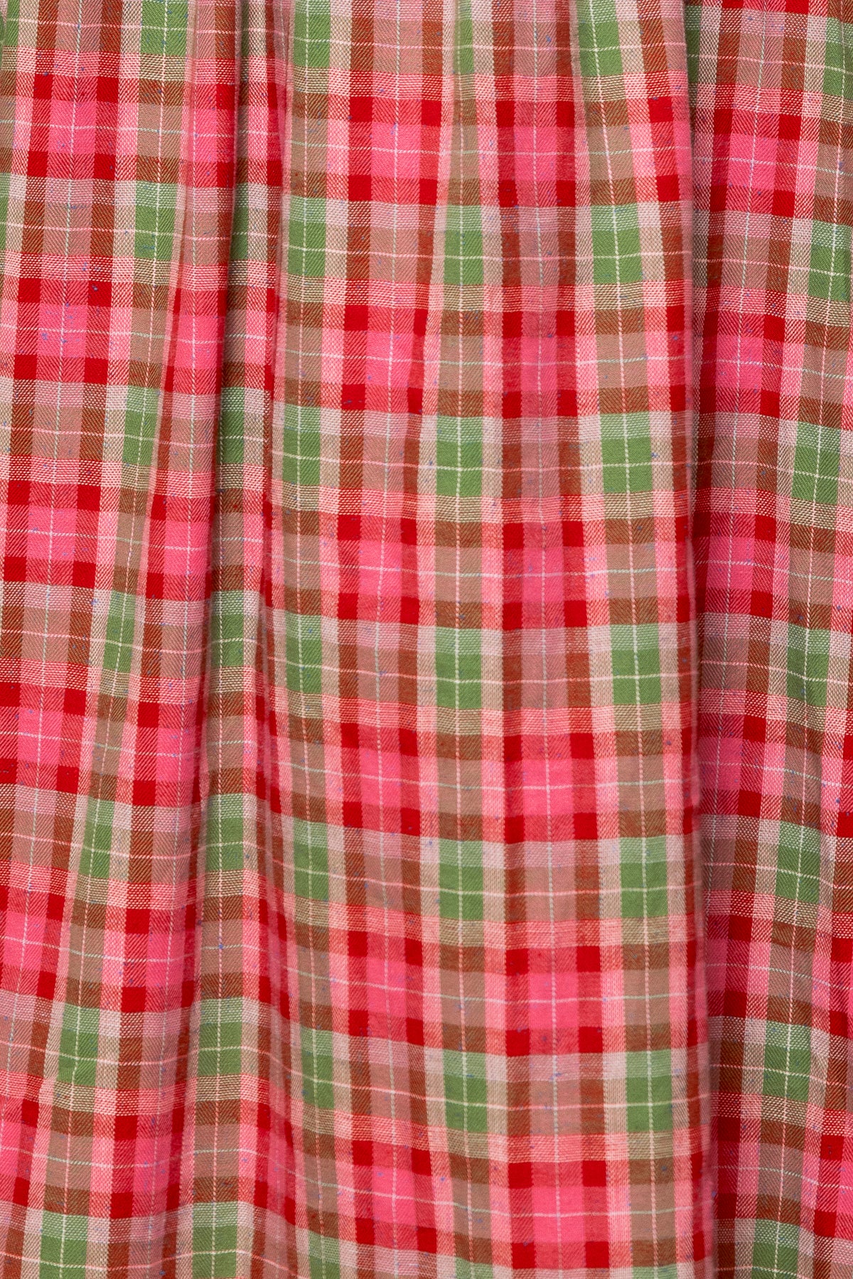 Close-up of red and green plaid fabric