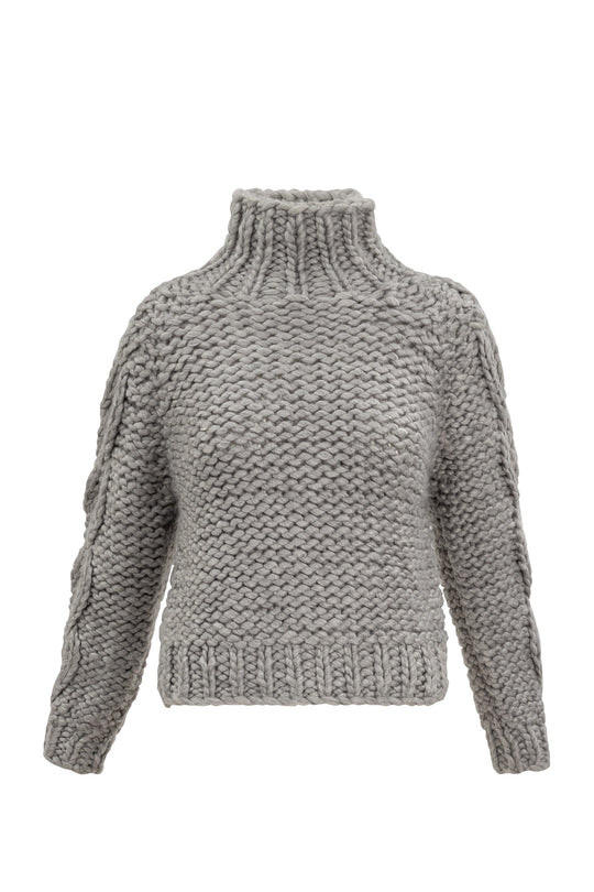 Gray knitted sweater on a white background