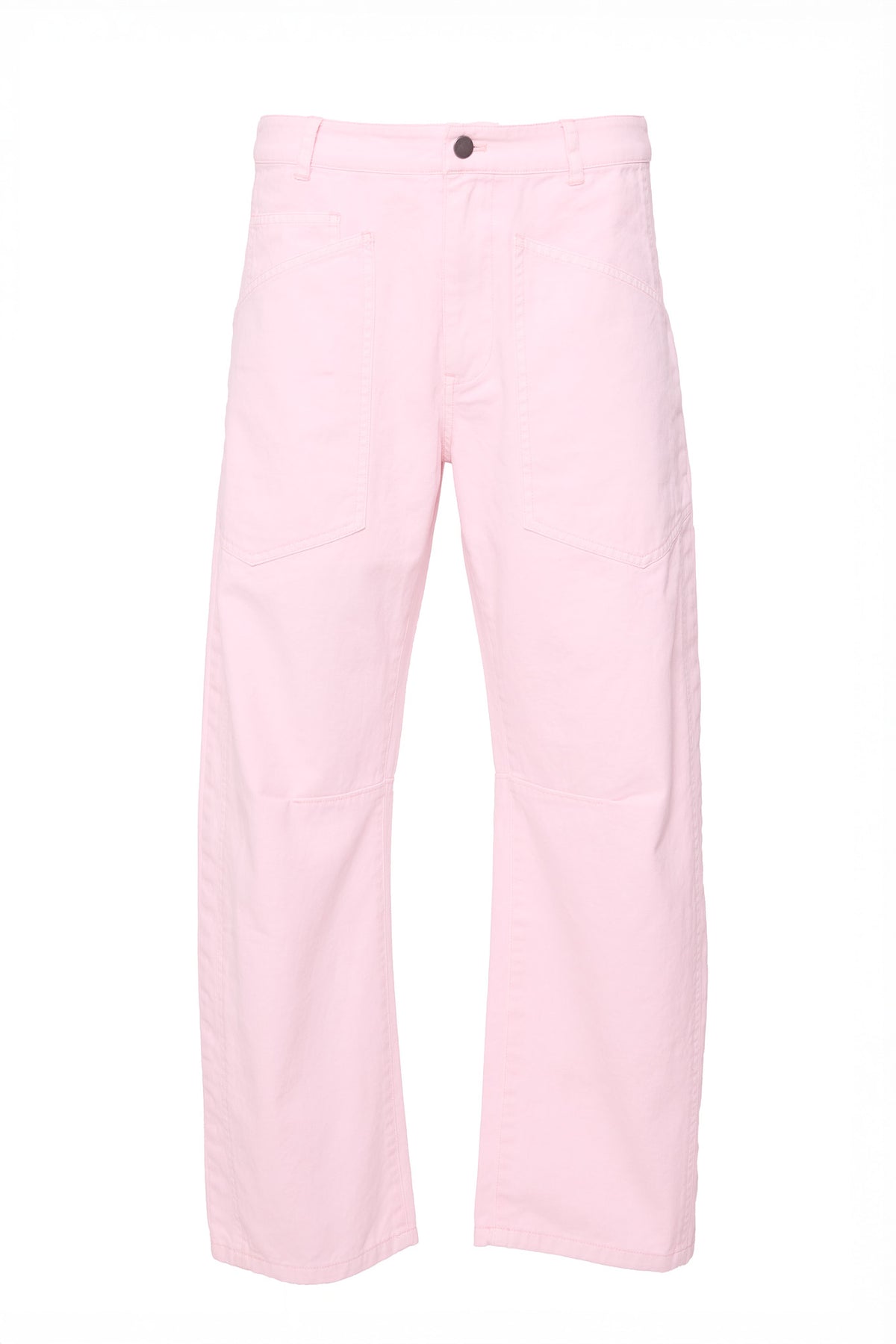 pink denim pants against a white background