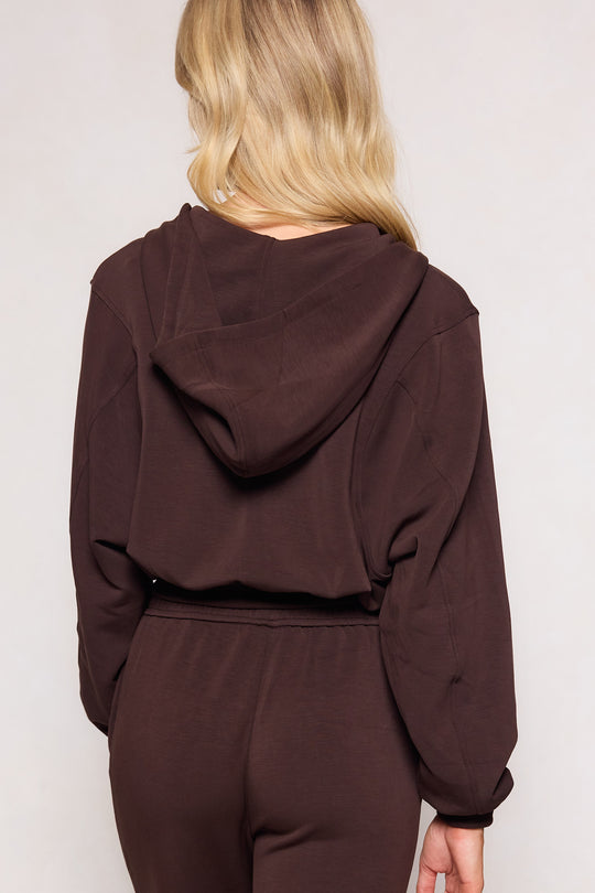 Amara Zip Up Sweatshirt in Espresso