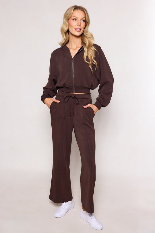 Amara Zip Up Sweatshirt in Espresso