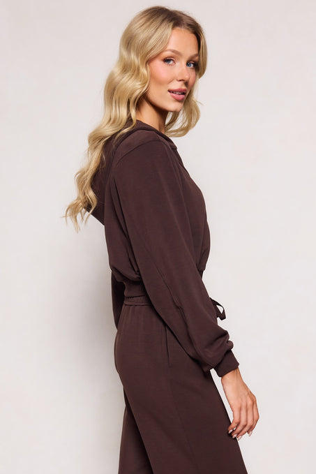 Amara Zip Up Sweatshirt in Espresso
