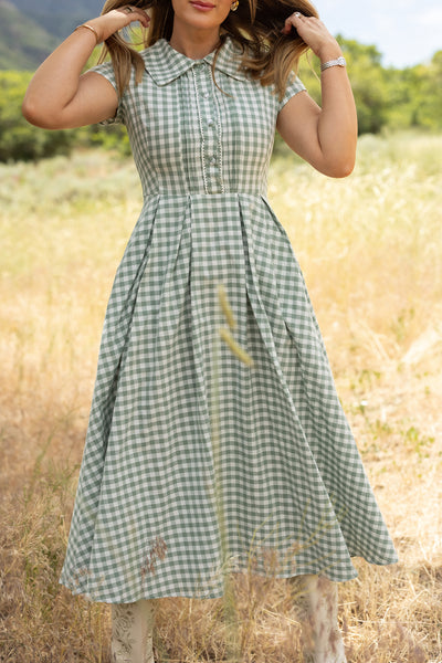 Amber Dress in Sage Gingham 00
